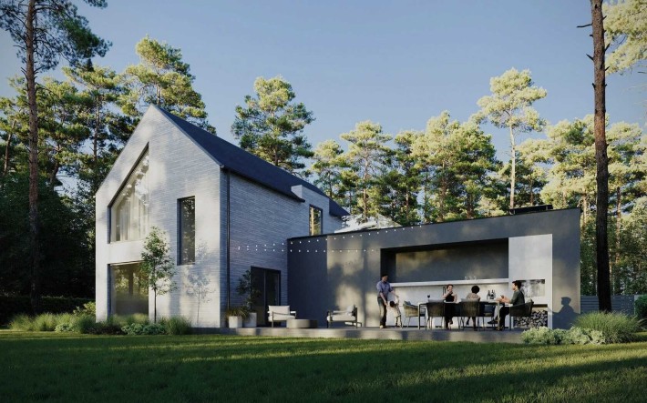 Дизайнерський будинок 160м2 під Києвом в лісі, с. Бобриця, поряд озеро - фото 1