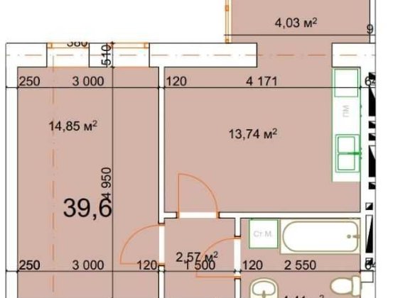 1 кім квартира,площа 39.6 м.кв по вул.Малицькій(р-н Епіцентру) Калуш