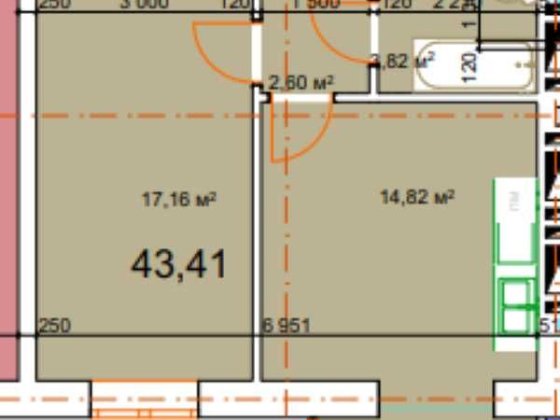 1 кім квартира , площа 43.41 м.кв, розтермінування на 36 місяців Калуш