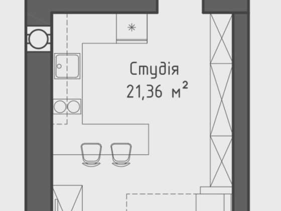 1 кім. Квартира-Студія! 30 м². З газом! З котлом! Гостомель