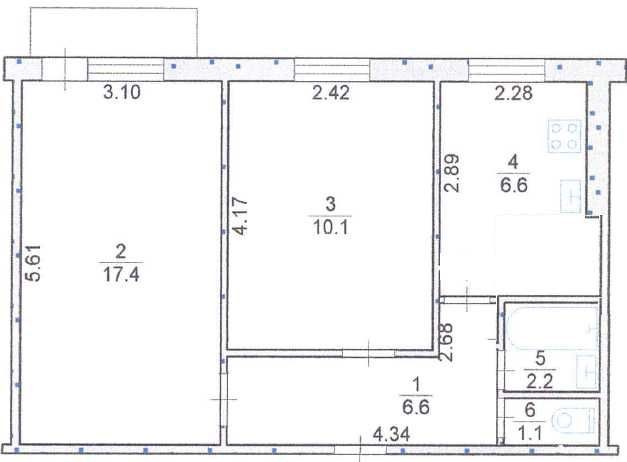 Продається 2 к. кв. на 3-му пов. 5-ти пов. будинку в м. Шостка - фото 1