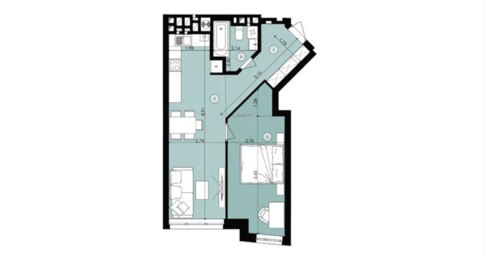 1 кімнатна квартира Park Arena 3 секція - фото 1