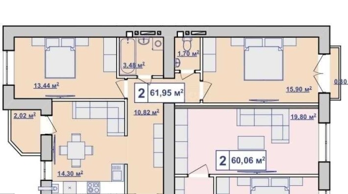 Простора 2кім. квартира 62м2! ТЕРМІНОВИЙ ПРОДАЖ - фото 1