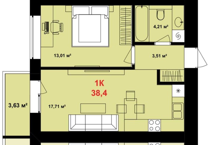 АКЦІЙНА ПРОПОЗИЦІЯ! 1кім. квартира в центральні частині міста! - фото 1