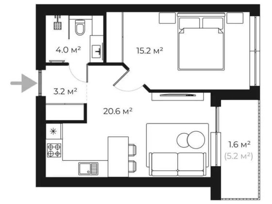 1-кімнатна квартира | PARKLAND | Ужгород, новобудова - PL 12.36 Ужгород