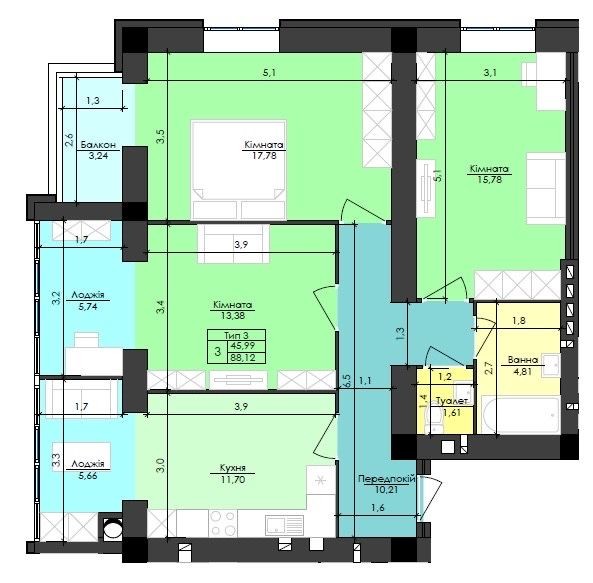 Трикімнатна квартира від забудовника! - фото 1