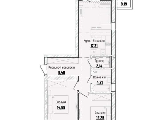 Продаж 2-кімнатної новобудови під чистову обробку здача до кінця року Черновцы