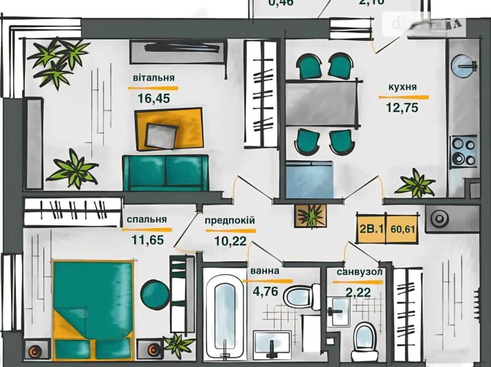 Продаж готової з докум. 2-х кім.квартири в новобудові 1200$ за 1 кв.м. - фото 1