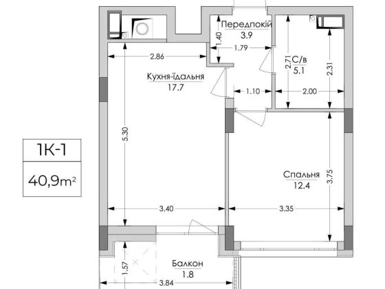 ЖК «Lypynsky». Центр міста. 1-кімн. квартира (40.9 м2) Львів