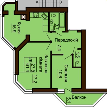 2 к. кв. від забудовника Мартинова А.М. ЖК Софія Сіті - фото 1