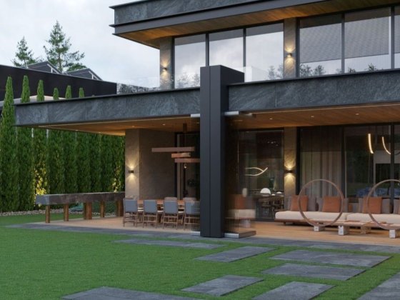 Конча Заспа Козин Дом в стиле хай-тек с выходом на Днепр Плюти