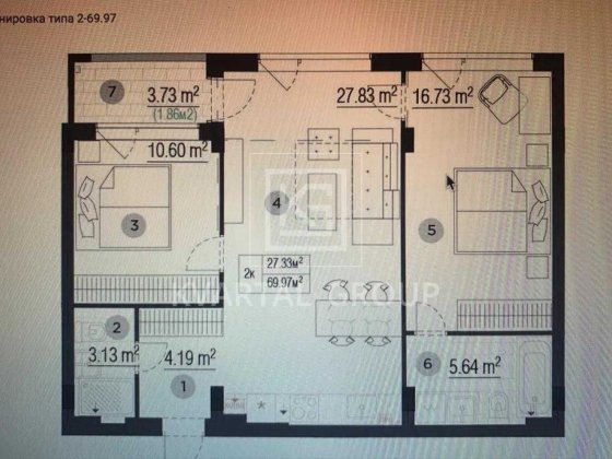 Продається простора євротрьохкімнатна квартира 70м² у ЖК Park Town Гостомель