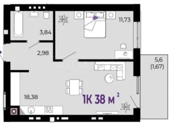 Акційна пропозиція. 1кімнатна квартира, ЖК Долішній Криховцы