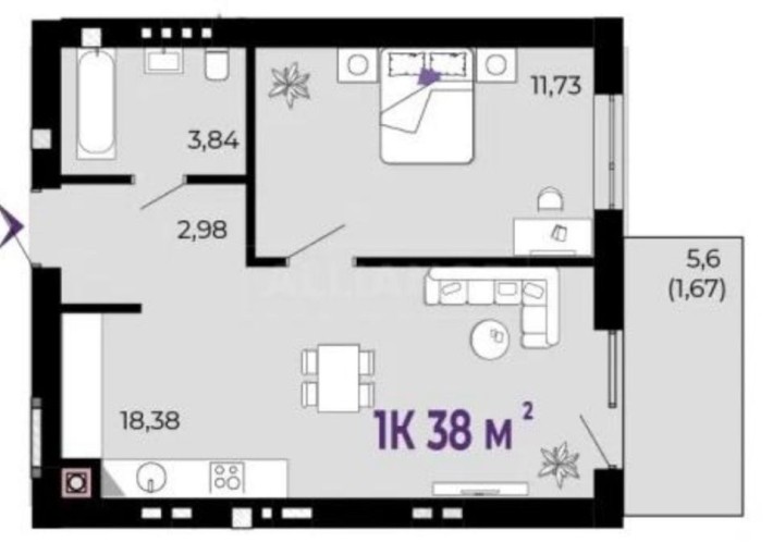 Акційна пропозиція. 1кімнатна квартира, ЖК Долішній - фото 1