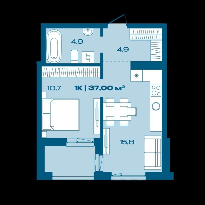 1 к квартира з розтермінуванням на 3 роки _ vv - фото 1