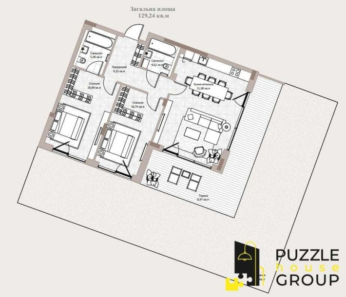 Унікальна 2к квартира з терасою у ЖК Park Lake City (2.2) - фото 1