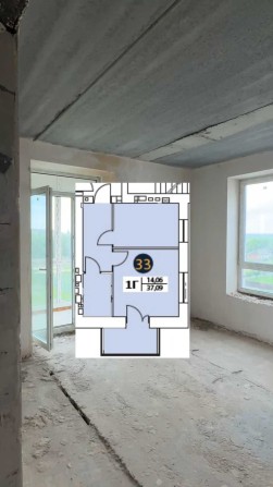 Квартира 37.2м2 в ЖК "Сімейний "_Димер - фото 1