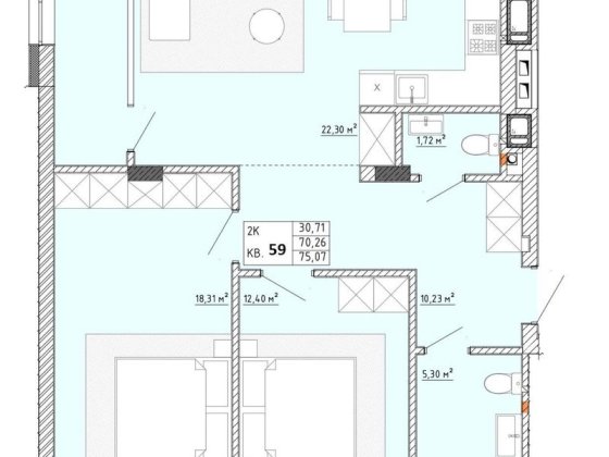 Продаж 2х кімнатної квартири, вул.Відродження Пустомыты