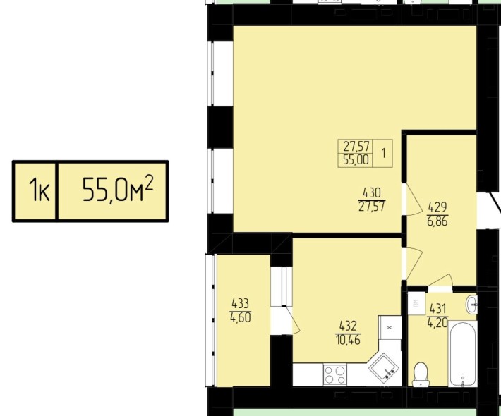 Простора однокімнатна квартира в новобудові - фото 1