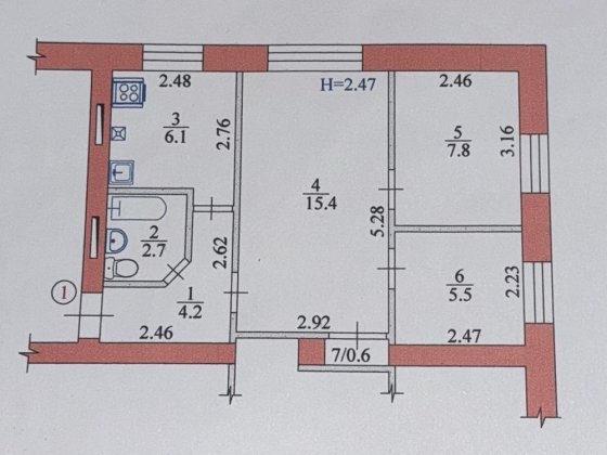 3-кімнатна квартира Балаклія