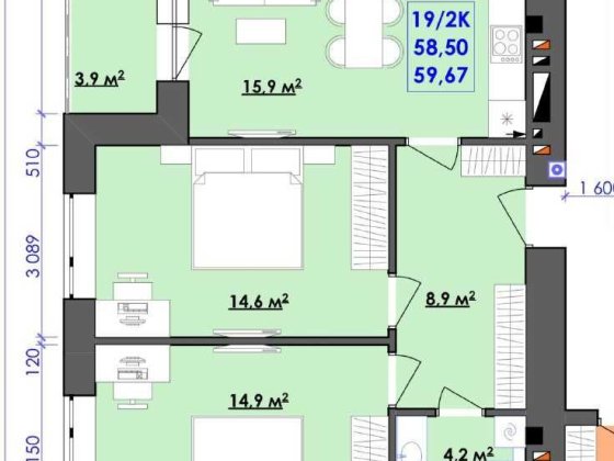 Терміновий продаж 2-кім квартири ! Сучасне планування Ивано-Франковск