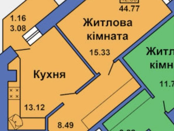 Продаж 1-но кімнатна Весняна Полтава