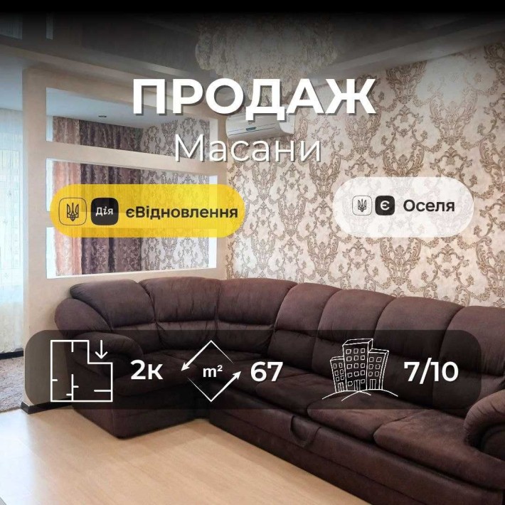 Квартира з ремонтом, меблями та технікою. Масани. LD - фото 1