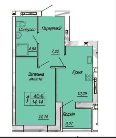 1 кімнатна квартира в ЖК Домашній 2, Житомир - фото 1