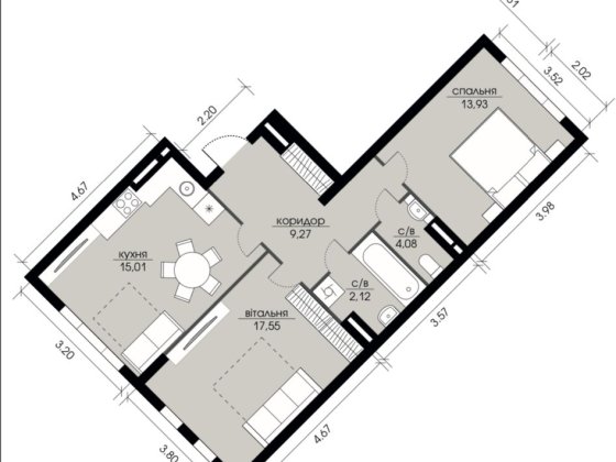 Ексклюзивна видова 2к квартира 61,96кв.м Ехо Парк 2 Echo Park2 Петропавловская Борщаговка