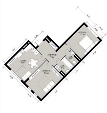 Ексклюзивна видова 2к квартира 61,96кв.м Ехо Парк 2 Echo Park2 - фото 1