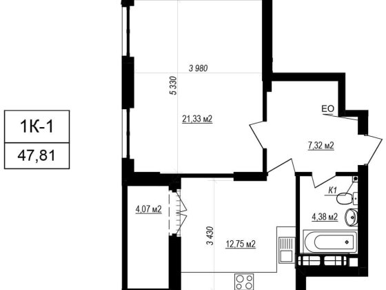 ЖК «Щасливий Grand». 47.81 м2. Великий вибір планувань Софіївська Борщагівка