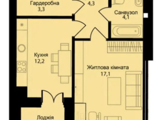 Продам однокімнатну квартиру 42,5 м2 в ЖК Мюллер Хаус Петропавловская Борщаговка