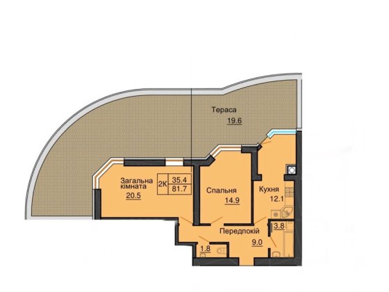 Продаж двокімнатної 63 м2 з терасою 60 м2 Софіївська Борщагівка