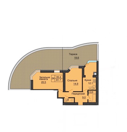 Продаж двокімнатної 63 м2 з терасою 60 м2 - фото 1
