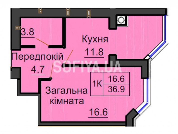 1к квартира ЖК «Софія Резиденс» 36,9 м кв - фото 1
