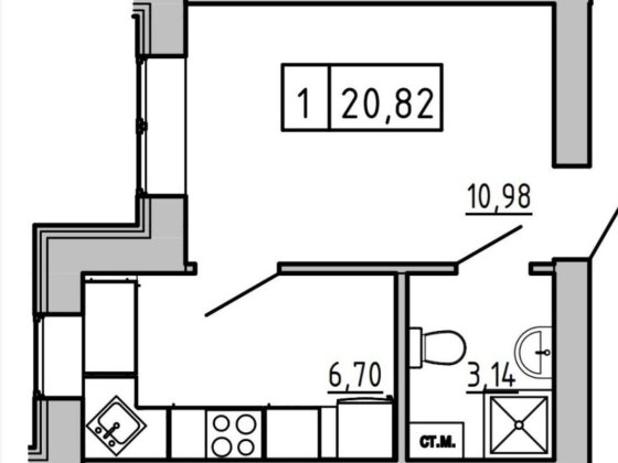 1к смарт квартира 21 кв в долгосросную аренду ЖК КЕКС Авангард