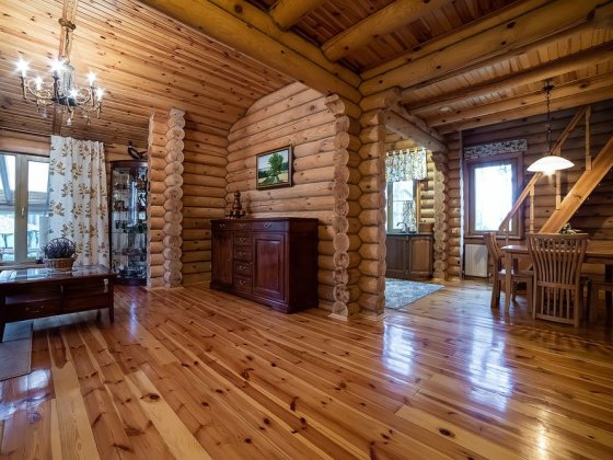 Еко-будинок з карпатського зрубу в сосновому лісі. Романків. Подгорцы