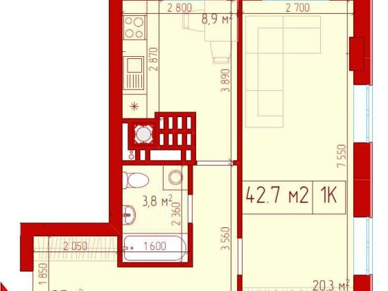 1 комнатная квартира в ЖК София 2 Измаил