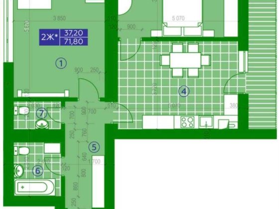 ЖК Парковий Квартал  71.8м2 Обухов