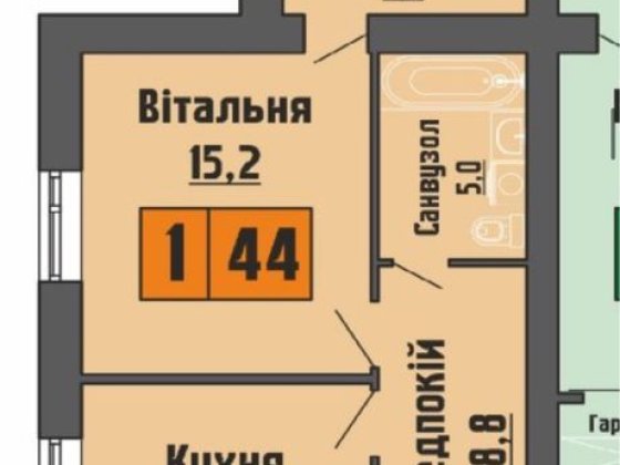 Продам однокімнатну квартиру в новобудові Клавдиево-Тарасово
