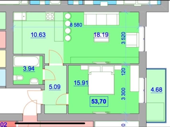 Продається 2-кімнатна квартира, 53,7 м². - фото 1