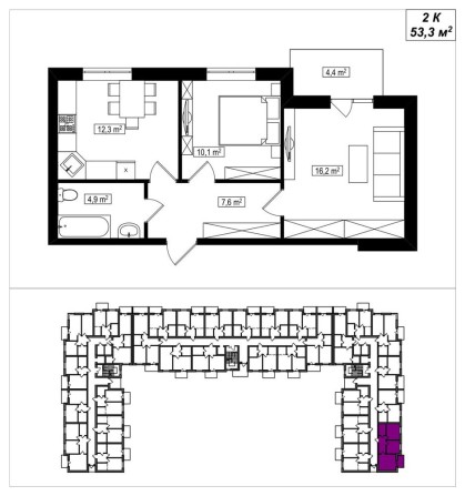 Продаж! 2-кімнатна квартира 53,3 м2. ЖК Амстердам Клубний, Білогородка - фото 1