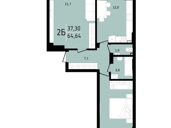 2 к квартира в селі Щасливе Счастливое