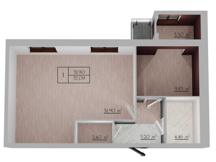 Велика 1 к квартира 59 кв м - фото 1