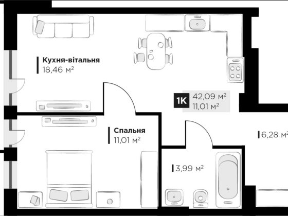 Продаж 1-кімнатної квартири в ЖК Perfect Life у Винниках, Львів Винники
