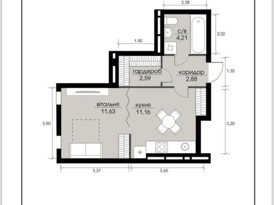 Акція‼️студія 33м2 | 5хв метро Житомирська Вишневе