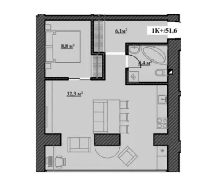 Велика однокімнатна квартира за вигідною ціною|розтермінувааня - фото 1