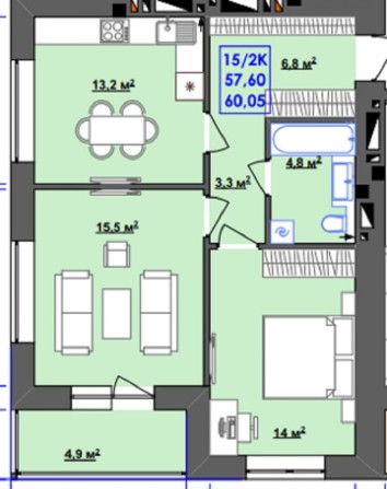Видова двокімнатна квартира за найнижчою ціною в місті - фото 1