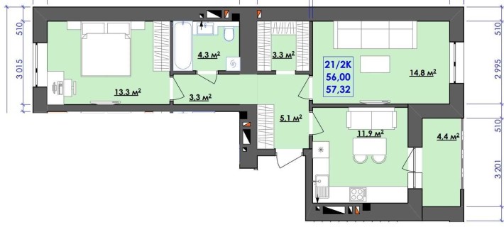 Акція від будівельної компанії! 2-кімнатна квартира - фото 1