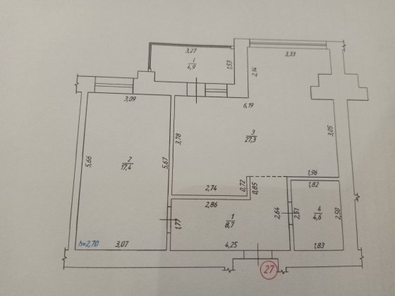 Продається квартира (62.9) поверх 7 Кременчуг